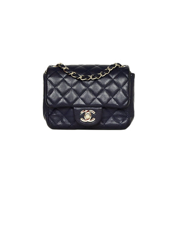 Chanel Navy Caviar Leather Mini Classic Bag
