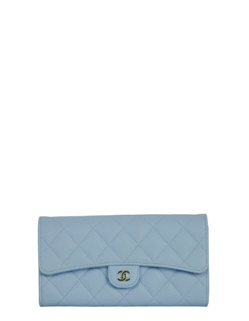 Chanel Light Blue Caviar Leather Wallet