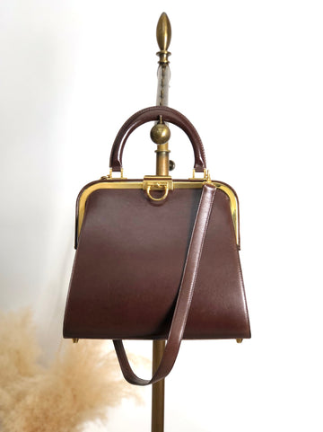 Christian Dior Metal Closure Two-way Handbag Shoulder bag Brown Vintage 2iixfe
