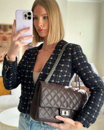 Chanel Chocolate Brown Maxi 2.55 Reissue in Iridescent Leather with Ruthenium Hardware