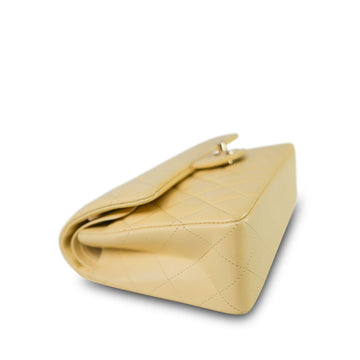21C Yellow leather Quilted Classic Flap Small Light Gold Hardware