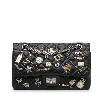 Chanel 2.55 Reissue Lucky Charms Flap Bag Black Leather Ruthenium