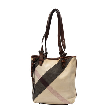 Burberry Brown/Beige Super Novacheck Canvas Leather Tote