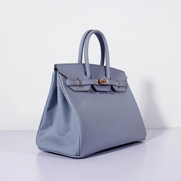 Hermes 35cm Birkin Bag Leather Leather Blue Lin Gold