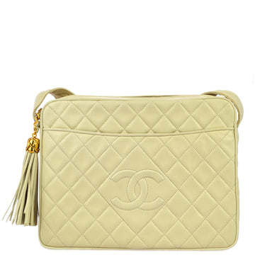 Top Quality Chanel 1989-1991 Ivory Leather Camera Bag Large