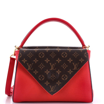 Double V Handbag Leather with Monogram Canvas