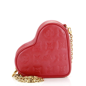 Coeur Heart on Chain Bag Monogram Embossed Leather
