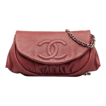 Top Quality Chanel Cocomark Half Moon Chain houlder Bag Wine Red Leather S  CHANEL