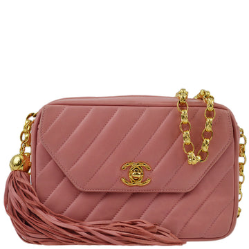 Top Quality Chanel Pink Leather Fringe Camera Bag Mini