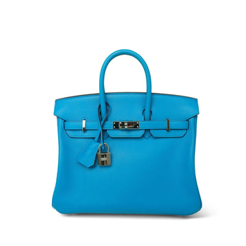 Birkin 25 Bleu Frida leather Palladium Plated Z Stamp