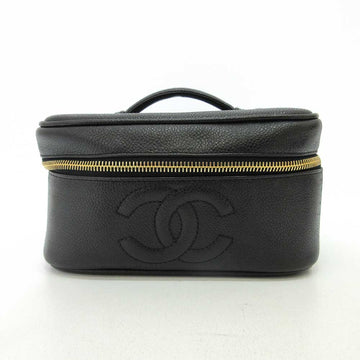 Top Quality Chanel Leather Vanity Bag Black Gold A01997