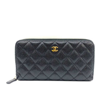 Top Quality Chanel Classic Leather Leather Long Wallet Black