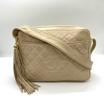 Top Quality Chanel Leather Matelasse Shoulder Bag Beige