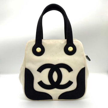 Top Quality Chanel Leather/canvas Marshmallow Handbag Ivory Black