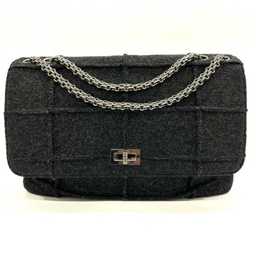 Top Quality Chanel Wool Leather/canvas Chain Shoulder Bag Gray