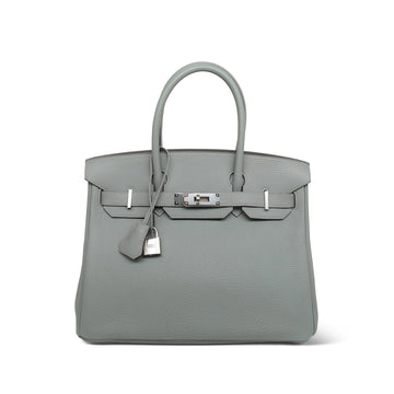 Birkin 30 Gris Mouette Togo Palladium Plated A Stamp
