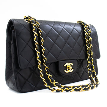Top Quality Chanel Classic Double New 10" Chain Shoulder Bag Black Leather