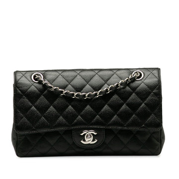Top Quality Chanel Matrace 25 Cocomark Double Flap ilver  Chain Shoulder Bag Black Leather S  CHANEL