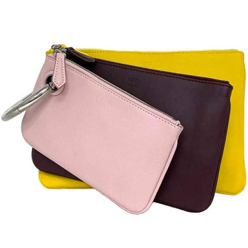 Fendi  pink yellow Leather Clutch Bag ()