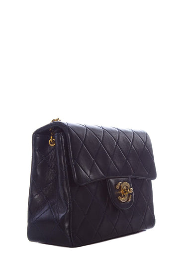 Chanel Navy Leather Quilted MIni Flap GHW  Handbag