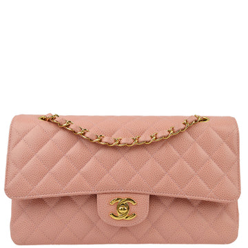 Top Quality Chanel Pink Leather Medium Classic Double Flap Shoulder Bag
