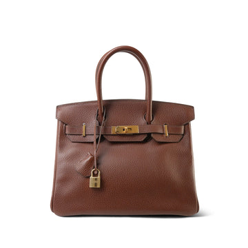 Birkin 30 Brown Ardennes Marron Plated [B] Stamp