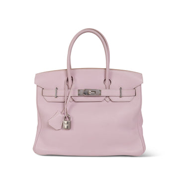 Birkin 30 Rose Dragée leather Palladium Plated J Square Stamp