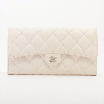 Top Quality Chanel Matrasse Leather S Wallet White Silver Gold