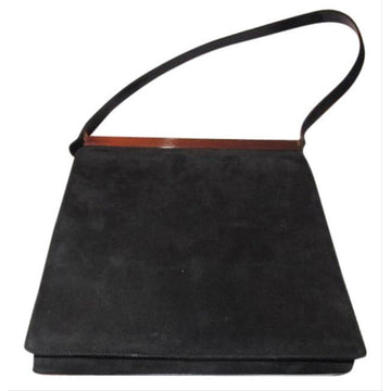 Gucci Suedeleather Top Handle Black Suedegold  Leather Shoulder Bag