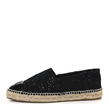 Tweed  Goatskin Sequin CC Espadrilles 41 Black