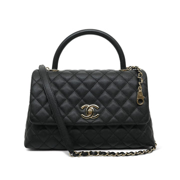 Black leather Quilted Coco Handle Medium LGHW