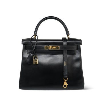 Kelly 28 Retourne Black Box Calfksin  A Square Stamp