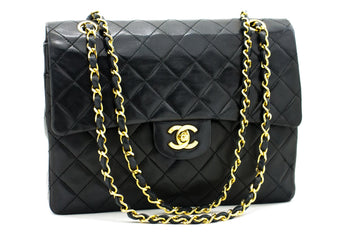 CHANEL 2.55 Double Flap Square Chain Shoulder Bag Black Leather h72