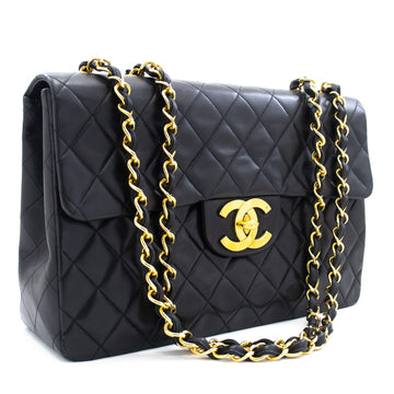 Top Quality Chanel Classic Large 13" New Chain Shoulder Bag Black Leather