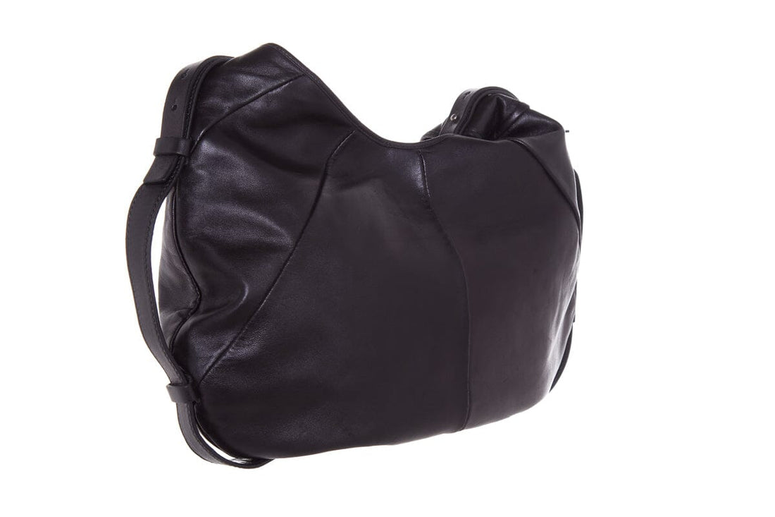 YSL Vintage Black Leather & Horn Handle Handbag