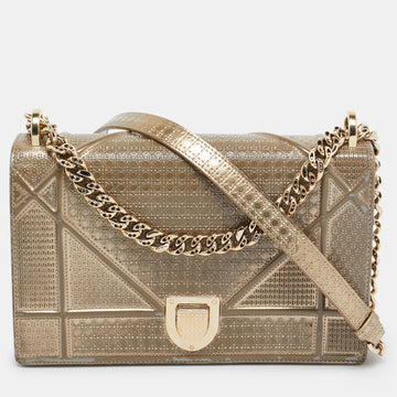 Gold Microcannage Patent Leather Medium Diorama Shoulder Bag