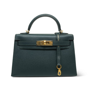Mini Kelly Sellier Vert Cypress leather  C Stamp