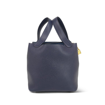 Picotin Lock 18 Bleu Nuit leather  D Stamp