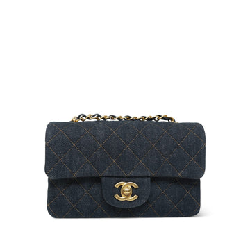 25C Dark Blue Denim Quilted Mini Rectangular Flap AGHW