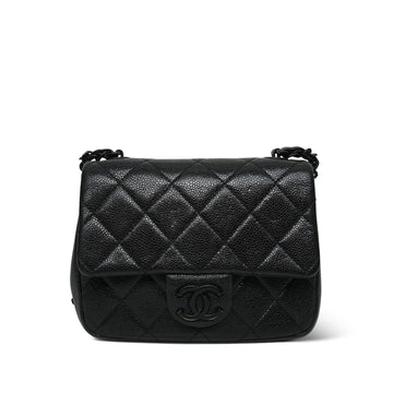 20S Black leather Quilted Incognito Mini Square Flap