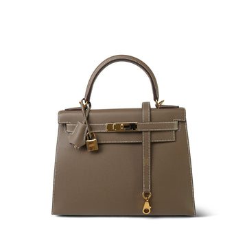 Kelly Sellier 28 Etoupe leather  B Stamp