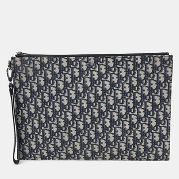 Blue Oblique Canvas A4 Clutch Bag