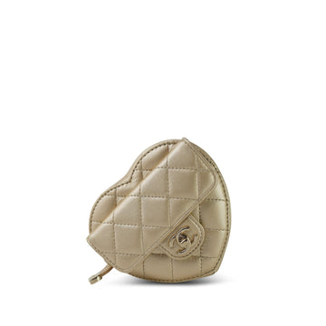 22S CC In Love Metallic Gold leather Heart Zipped Belt Bag LGHW