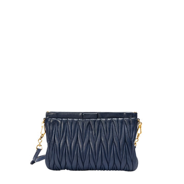 Miu Miu Navy Blue Matelasse Leather Frame Clutch Bag