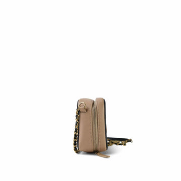 Beige/Black CC Filigree Vanity Case Mini Aged Gold Hardware