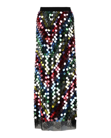 Gucci Womens Sequin Embroidered Midi Skirt