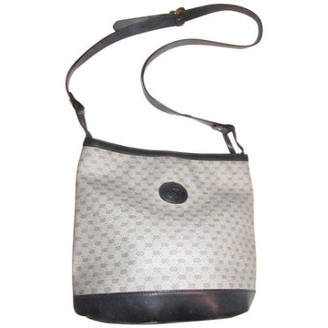 Gucci Navy Micro Guccissima Print on White Leather Bucket Bag