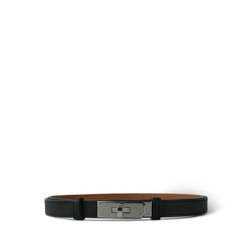 Kelly Belt Noir leather Palladium Plated C Stamp