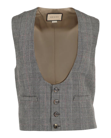 Gucci Mens Wool Blend Plaid Vest