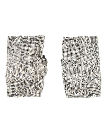Gucci Womens Double G Mesh Fingerless Gloves